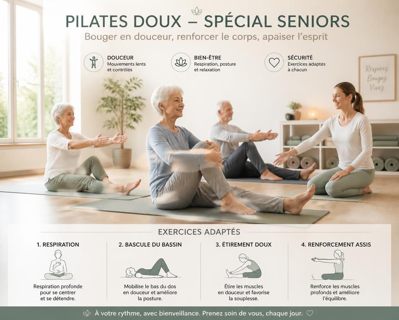 découvrez des conseils essentiels pour bien débuter le pilates en senior, progresser en douceur et renforcer votre bien-être physique en toute sécurité.