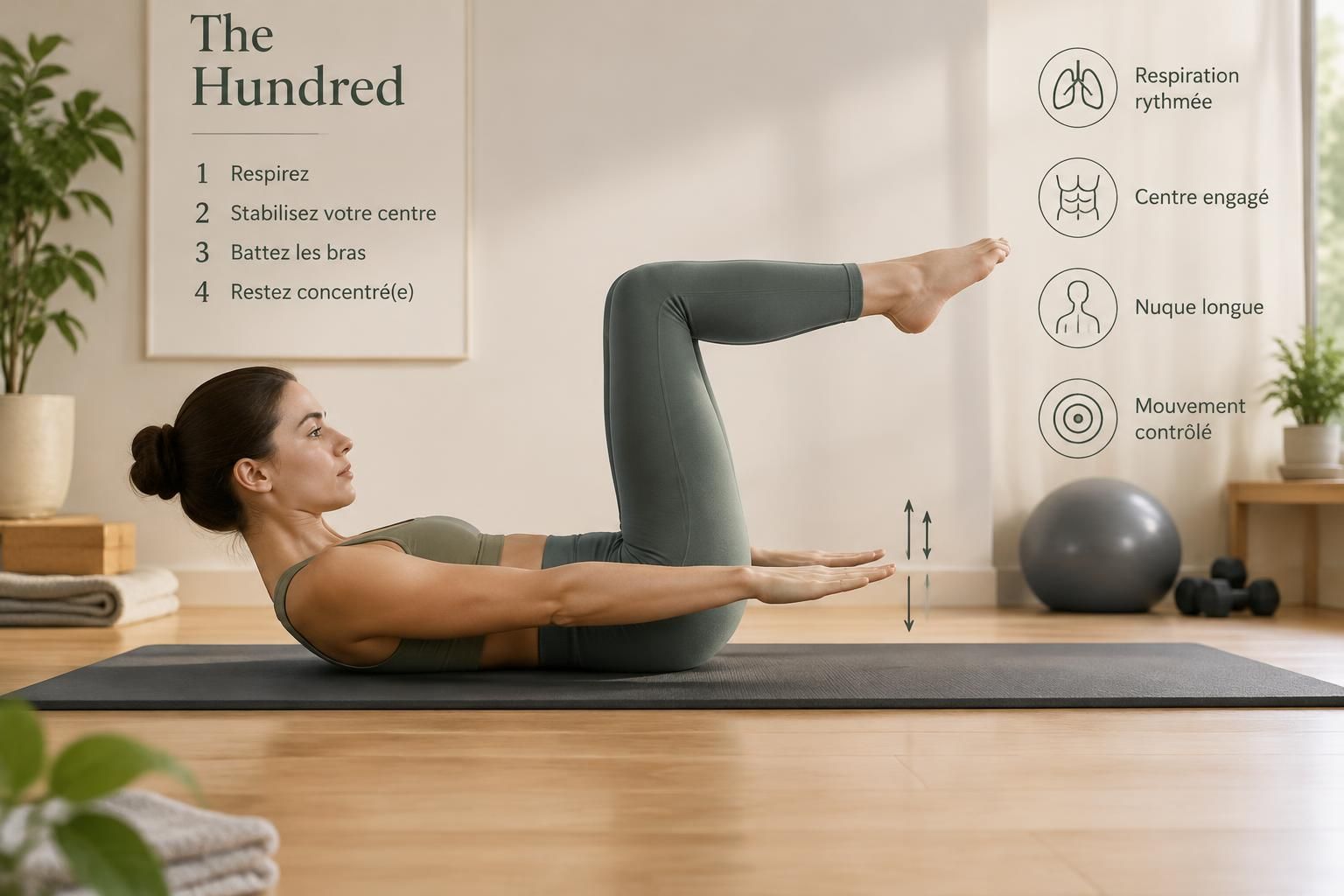 découvrez le hundred en pilates : technique de respiration, bienfaits pour le gainage et conseils pratiques pour débuter en toute sécurité.